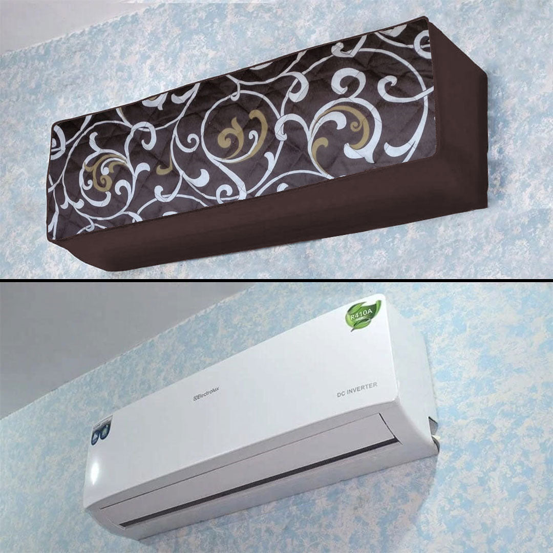 Printed Quilted AC Cover - (Inner Unit Set) - Brown