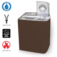 Twin Tub Waterproof Washing Machine Cover (Brown Color - All Sizes Available)
