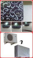 Printed Quilted AC Cover - (Inner + Outer Unit Set) - Brown