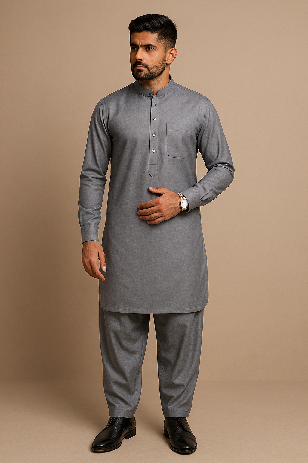 Premium Men's Wash n' Wear Unstitched - Silver Grey Main image