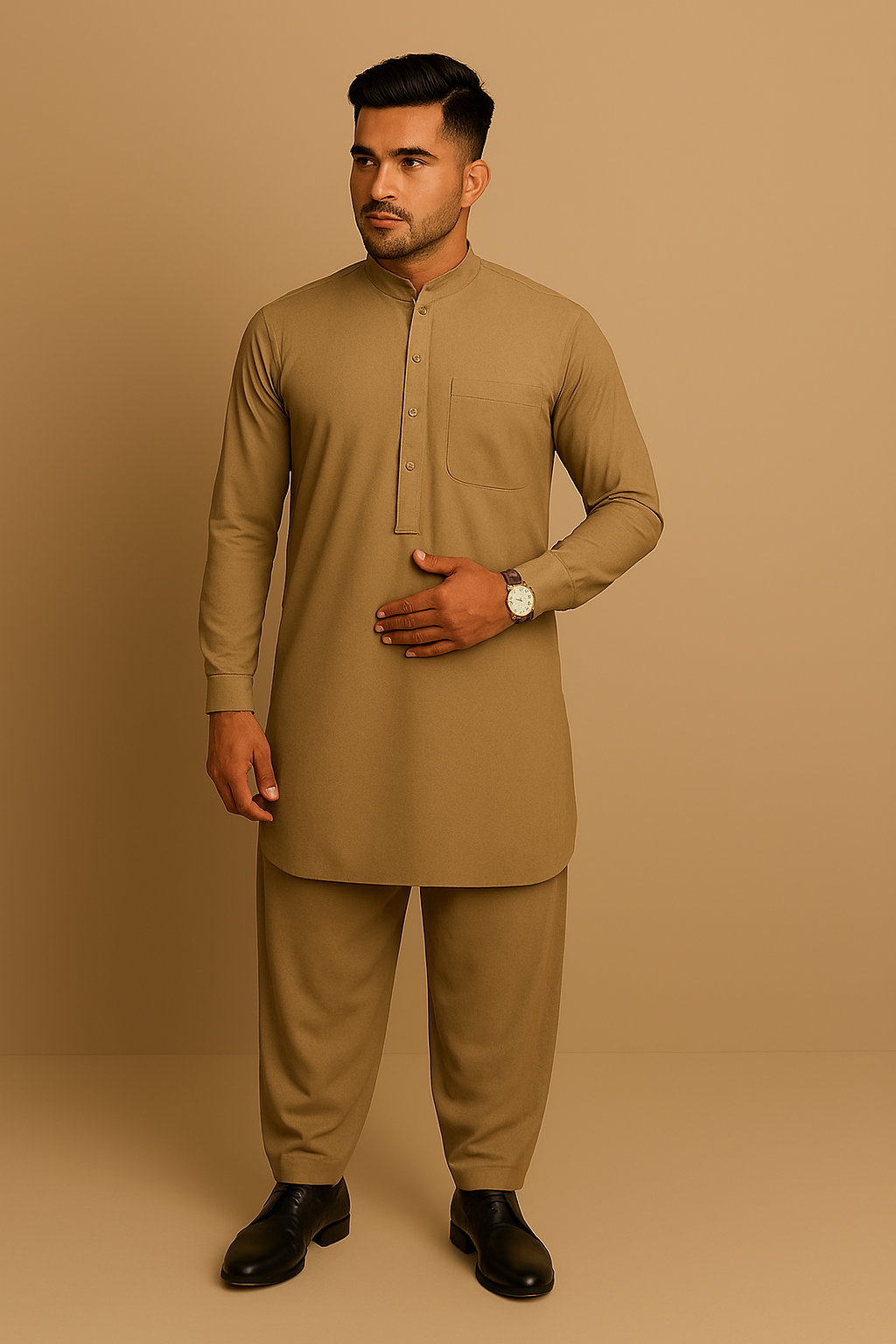 Premium Men's Wash n' Wear Unstitched - Khaki