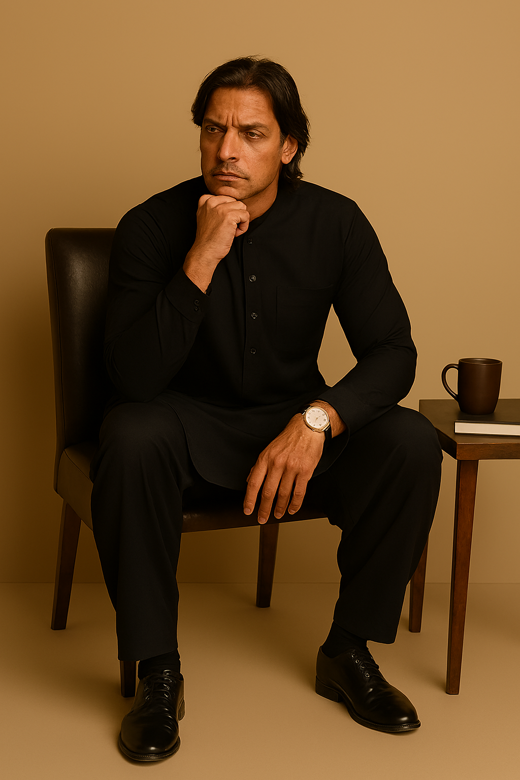 Premium Men's Wash n' Wear Unstitched - Black Main image