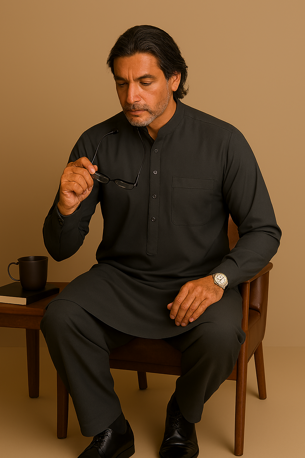 Buraq Men's Wash n' Wear Unstitched - Charcoal Main image