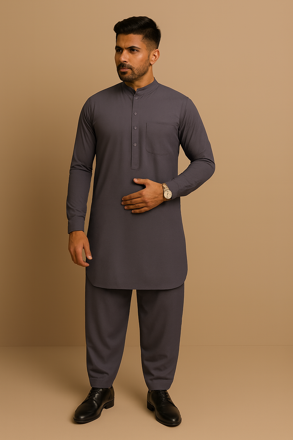 Premium Men's Wash n' Wear Unstitched - Royal Indigo Main image