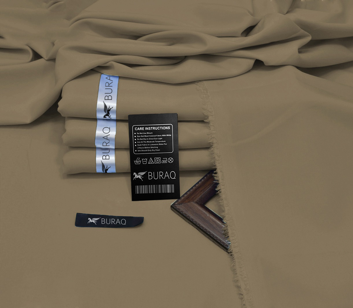 Premium Men's Wash n' Wear Unstitched - Khaki Secondary image