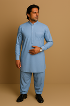 Premium Men's Wash n' Wear Unstitched - Sky Blue