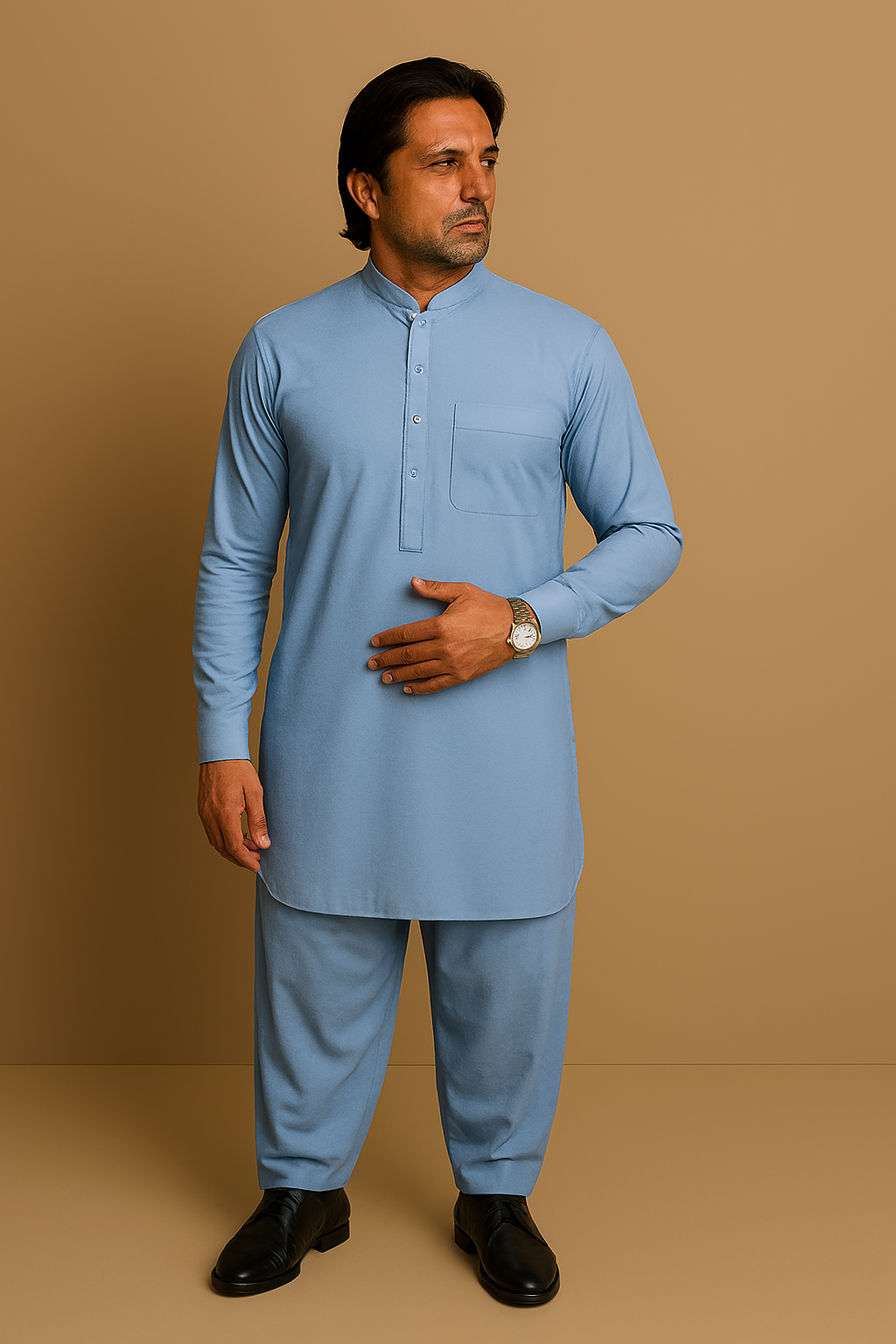 Premium Men's Wash n' Wear Unstitched - Sky Blue