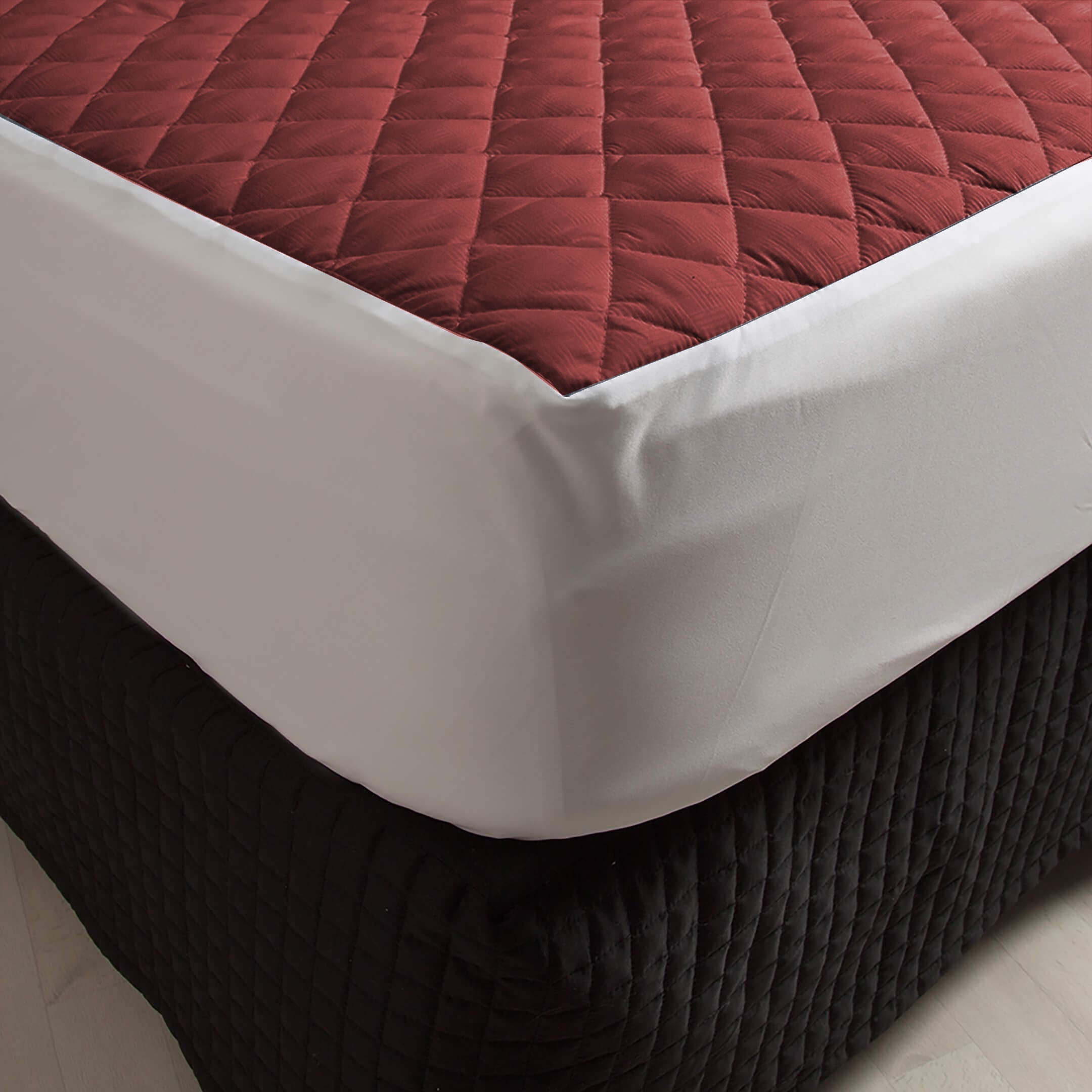 Cotton Quilted Waterproof Mattress Cover - Maroon Secondary image