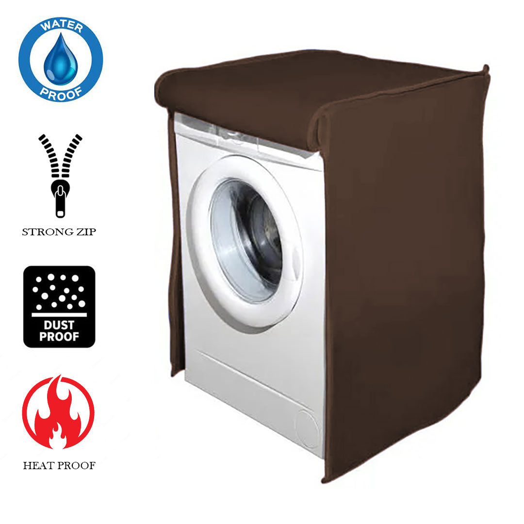 Waterproof Front Loaded Washing Machine Cover (Brown Color - All Sizes Available) Main image