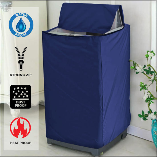 Zip Open Close Waterproof Top Loaded Washing Machine Cover (Blue Color - All Sizes Available)