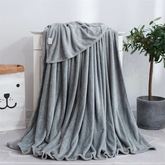 Coral Fleece Embossed Thermal Soft AC Throw Blanket - Grey