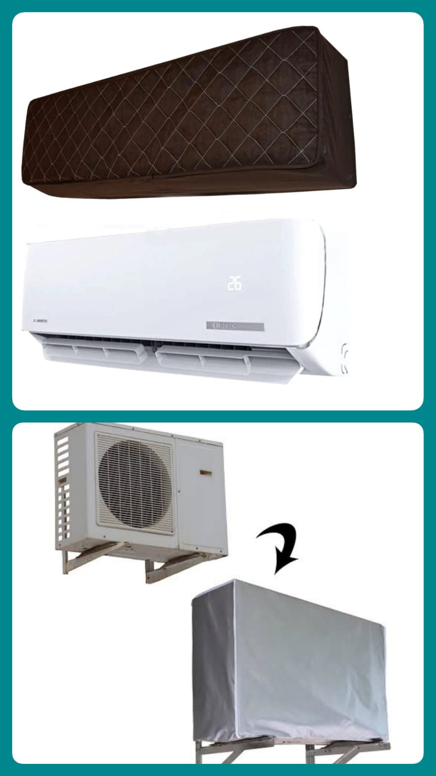 Quilted AC Cover - (Inner + Outer Unit Set) - Dark Brown