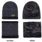 Unisex Beanie Wool Cap With Neck Warmer - Black